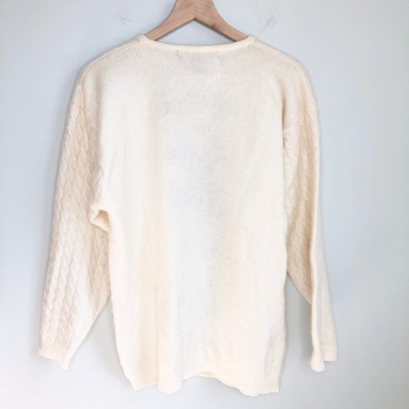 Stunning Vintage Cable Knit Lambs Wool & Angora Blend Nordic Fair Isle Sweater - Picture 2 of 6